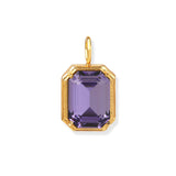 Purple Crystal Charm Leather Necklace
