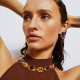 Bodrum Purple and Tigereye Single Earring