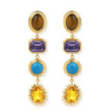 La Divina Tigereye Turquoise Crystal Earrings