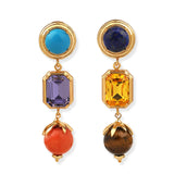 Flora Coral Tigereye Lapis Turquoise & Crystal Earrings