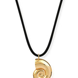Nautilus Charm Leather Necklace