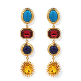 La Divina Turquoise Lapis Crystal Earrings
