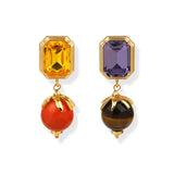 Flora Coral Tigereye & Crystal Earrings