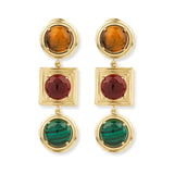 Lykia Tigereye Carnelian Malachite Earrings
