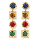 Lykia Lapis Tigereye Carnelian Malachite Long Earrings