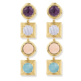 Lykia Amethyst Blue Lace Agate Pink Quartz Aquamarine Long Earrings