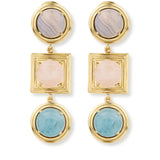 Lykia Blue Lace Agate Pink Quartz Aquamarine Earrings