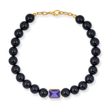 Bodrum Onyx and Yellow Purple Crystal Necklace