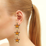 Vesper Orange Fuchsia Star Long Earrings