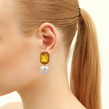 Bodrum Yellow and Pearl Single Earring
