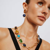 Flora Lapis Turquoise & Crystal Earrings