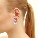 Bodrum Pink and Pearl Single Earring