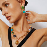 Flora Lapis Turquoise & Crystal Earrings