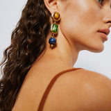 Flora Lapis Turquoise Tigereye Amethyst & Crystal Earrings