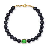 Bodrum Onyx and Blue Green Crystal Necklace