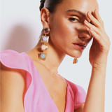 Lykia Amethyst Blue Lace Agate Pink Quartz Aquamarine Long Earrings