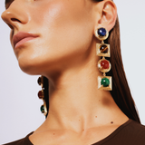 Lykia Lapis Tigereye Carnelian Malachite Long Earrings