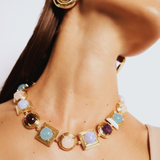 Lykia Amethyst Blue Lace Agate Pink Quartz Aquamarine Necklace