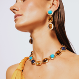 Myndos Turquoise Crystal Tigereye Earrings