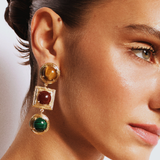 Lykia Tigereye Carnelian Malachite Earrings