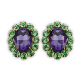 Ninon Oval Grass Green & Lavender Earrings