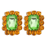 Ninon Square Mandarin & Grass Green Earrings