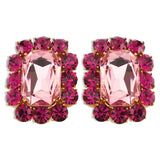 Ninon Square Fuchsia & Rose Macaron Earrings