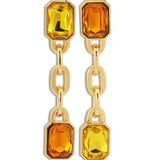 Bosphorus Chain Long Earrings with Crystals in Gold