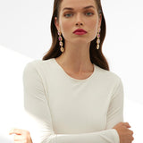 Dome Rose Long Earrings