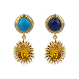 Halicarnassus Lapis Turquoise Yellow Mismatched Earrings