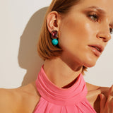 Bodrum Fuchsia and Turquoise Single Earring