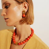 Bodrum Yellow and Coral Single Earring