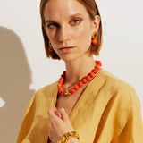Bodrum Yellow and Coral Single Earring