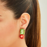 Bodrum Green and Coral Single Earring