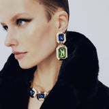 Paris at Night Blue Green Crystal Earrings