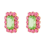 Ninon Square Rose & Grass Green Earrings