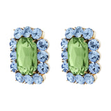 Ninon Square Sky Blue & Grass Green Earrings