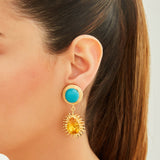 Halicarnassus Lapis Turquoise Yellow Mismatched Earrings