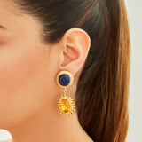 Halicarnassus Lapis Turquoise Yellow Mismatched Earrings
