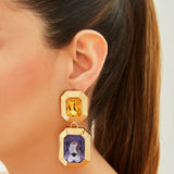 Paris at Night Yellow Purple Crystal Earrings