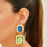 Paris at Night Blue Green Crystal Earrings