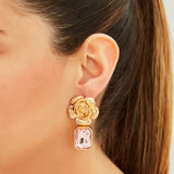 Diana Rose Earrings with Pink Crystal