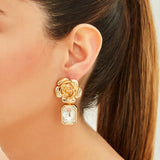 Diana Rose Earrings with Transparent Crystal