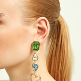 Sevda in Istanbul Long Earrings with Green Crystal
