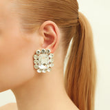Ninon Square Diamond Crystal Earrings