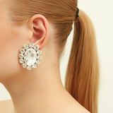Ninon Oval Diamond Crystal Earrings