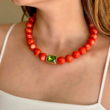 Bodrum Coral and Crystal Necklace