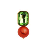 Bodrum Green and Coral Single Earring