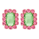 Ninon Square Rose & Grass Green Earrings
