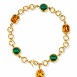 Halicarnassus Malachite Orange Crystal Chain Necklace
